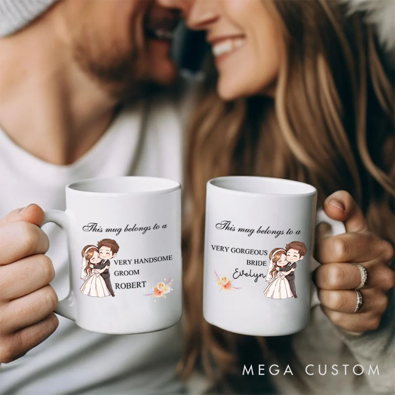 Personalized Groom Bride Mug Couple Wedding Party Cup Anniversary Coffee Mug for Her Him