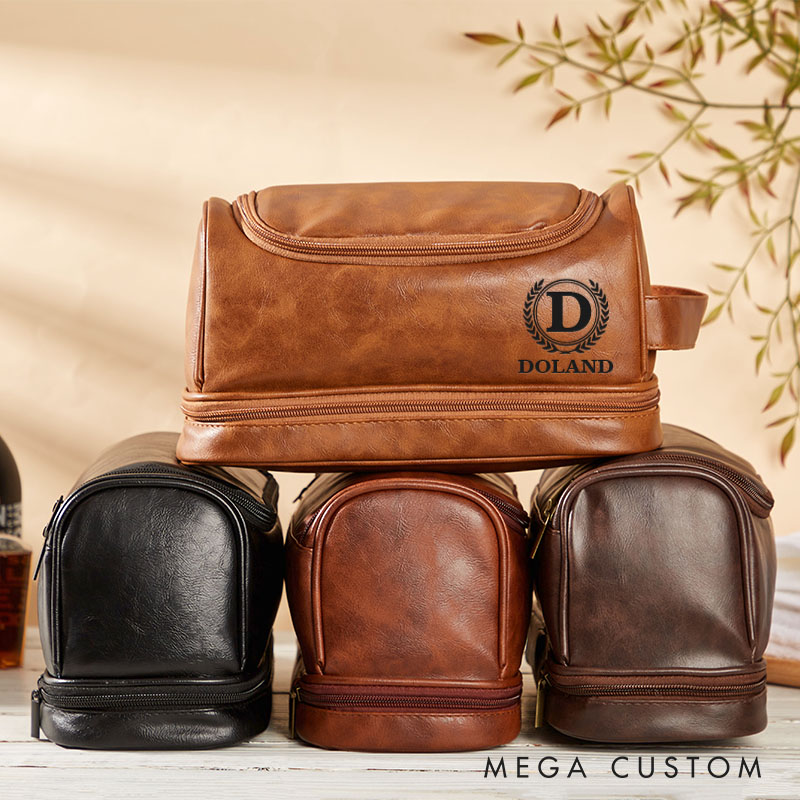 Personalized Groomsmen Leather Toiletry Bag Wedding Party Dopp Kit Bag Groom Groomsman Proposal Gift Shaving Kit Bag