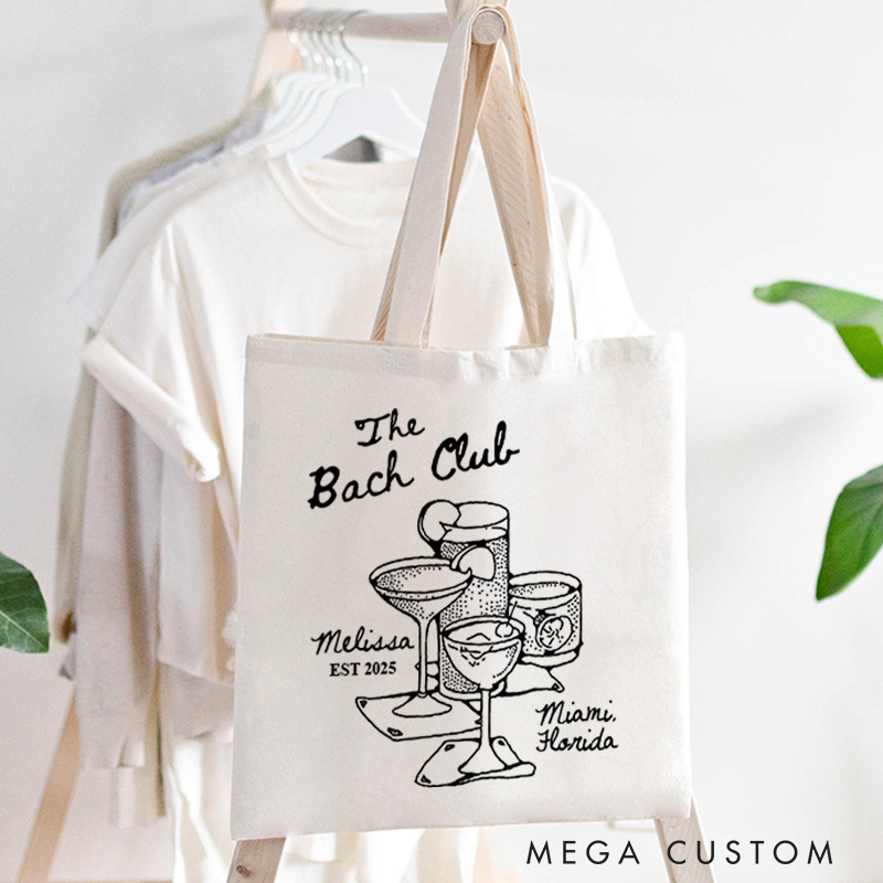 Personalized The Bach Club Cocktail Tote Bag Bridesmaid Tote Bachelorette Party Gift for Bride