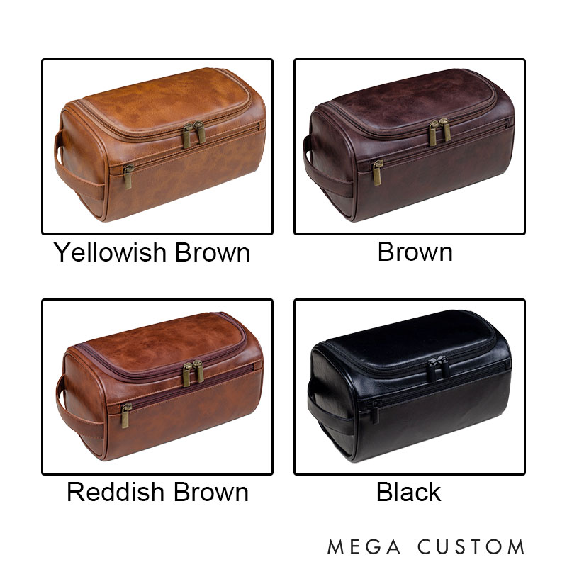 Personalized Men's Leather Toiletry Bag Groomsmen Gifts Travel Dopp Kit Groom PU Leather Shaving Kit Bag