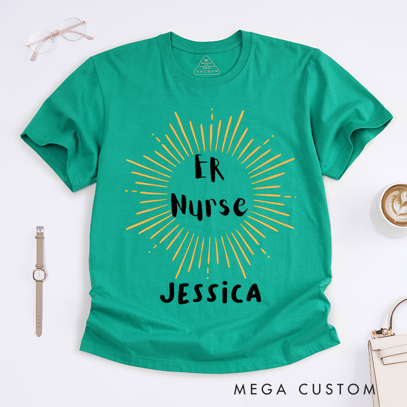 Personalized Nurse T-Shirts Radiant ER Nurse Fashion Design T-Shirts