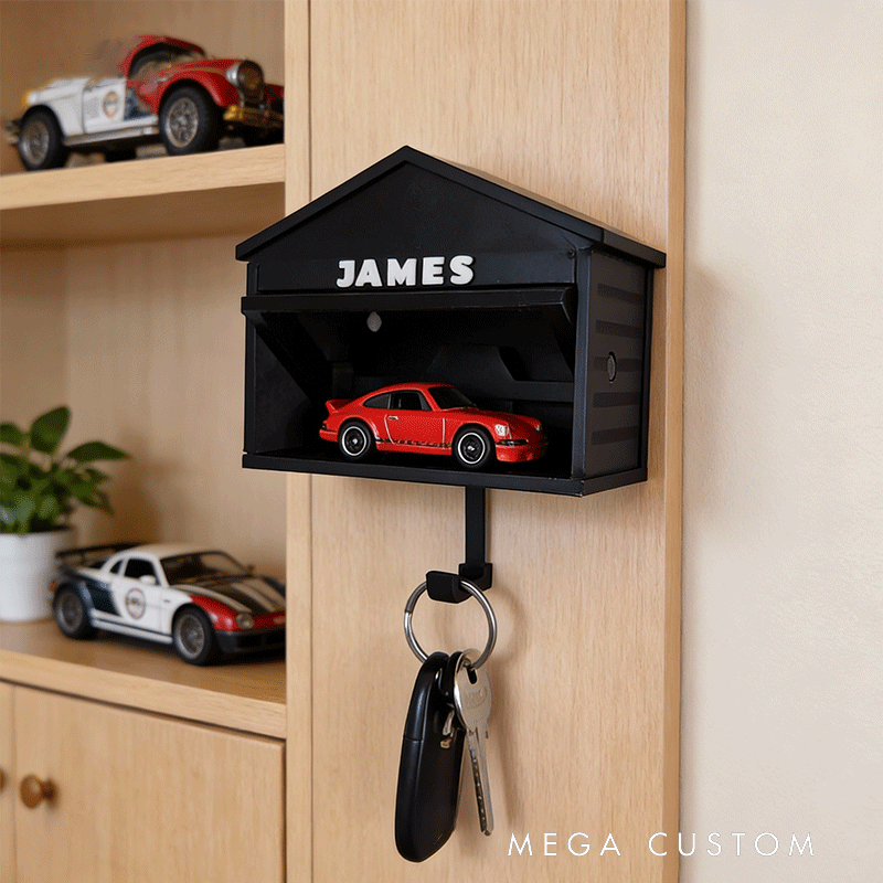 Personalized Car Garage Key Holder Custom Name Key Hook Unique Gift for Racers and Car Lovers
