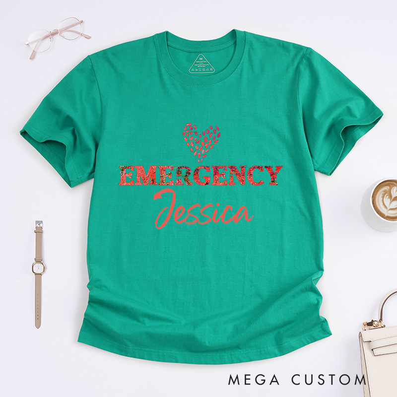 Personalized Nurse T-Shirts Floral Emergency Nurse Fashion Design T-Shirts
