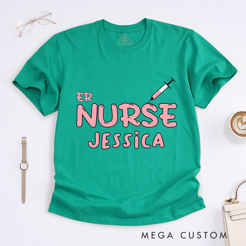 Personalized Nurse T-Shirts Playful ER Nurse Fashion Design T-Shirts