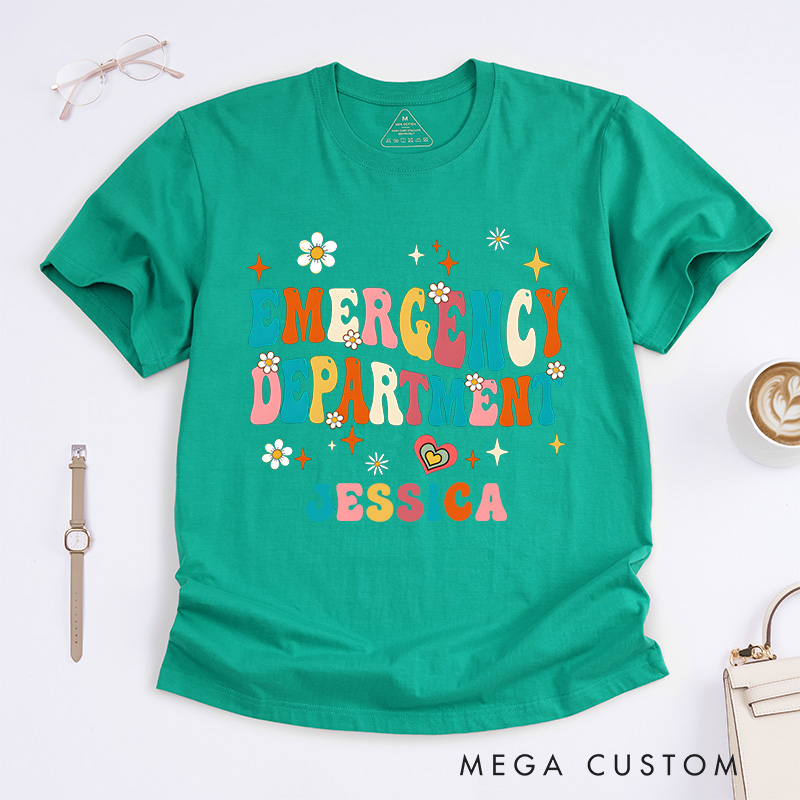 Personalized Nurse T-Shirts Colorful Emergency Department Fashion Design T-Shirts