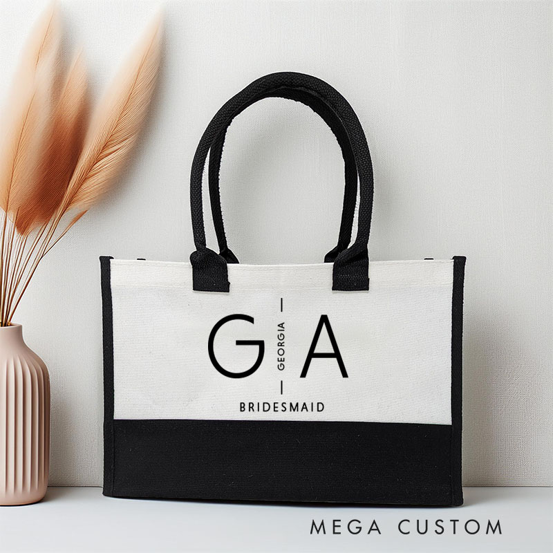 Personalized Bridesmaid Initials Tote Bag Bride Name Tote Bag Bachelorette Party Gift