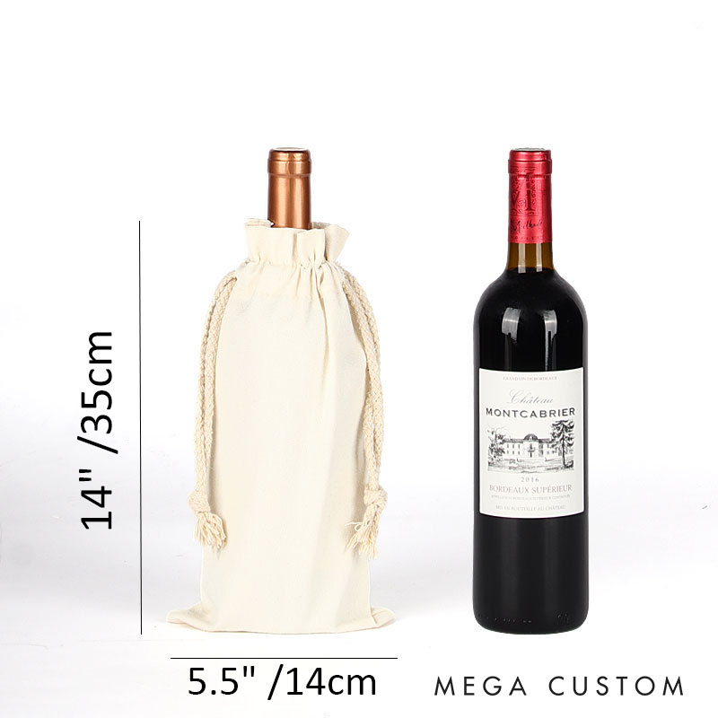 Personalised Groom Wine Bottle Bag Luxury Cotton Drawstring Bags Wedding Wine Tote Bag Gift for Him