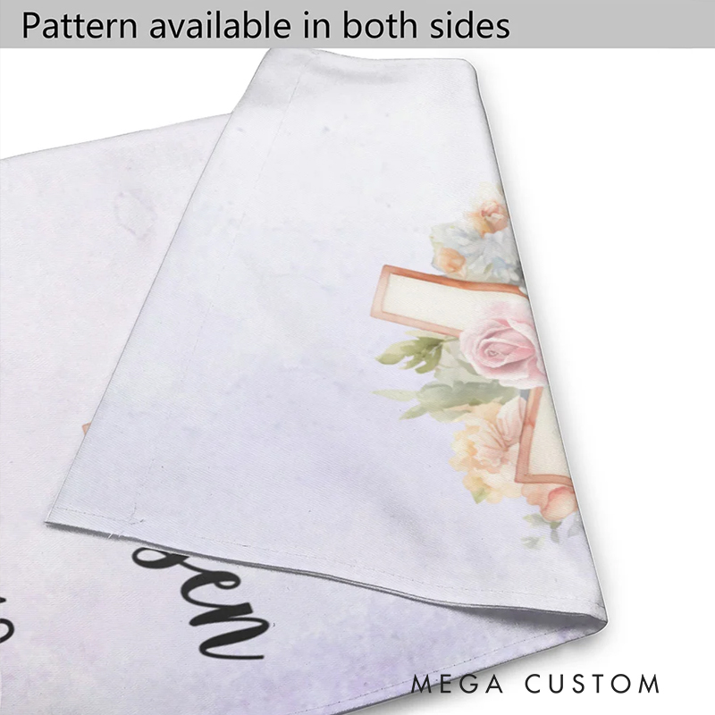 Personalized He is Risen Watercolor Cross 1-5 Birth Flowers Garden Flag with Text Yard Porch Decor Easter Holiday Religious Gift for Family Christian