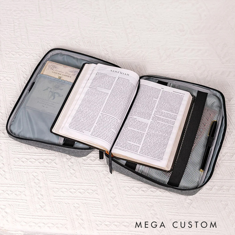Personalized God Says I Am Redeemed Loved Portable Bible Storage Bag with Pen Slot and Zipper Bible Reading Christmas Birthday Gift for Christians