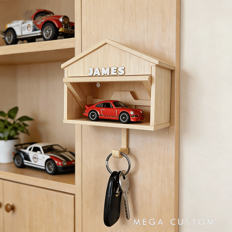 Personalized Car Garage Key Holder Custom Name Key Hook Unique Gift for Racers and Car Lovers