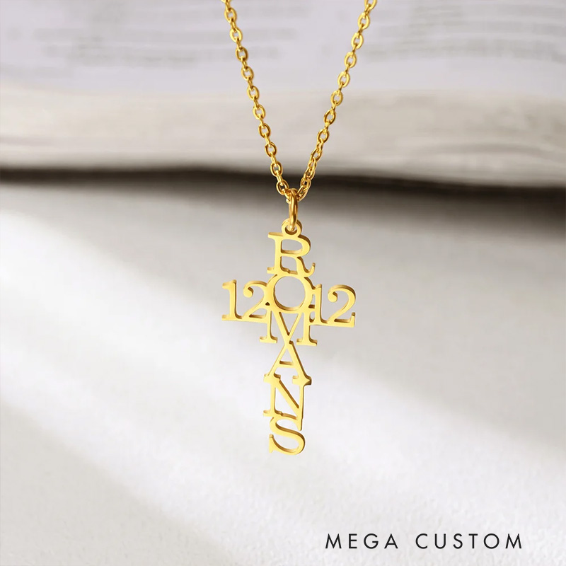 Personalized Psalm Bible Verse Cross Necklace Dainty Jewelry Birthday Gift Religious Gift Baptism Gift for Women Christians