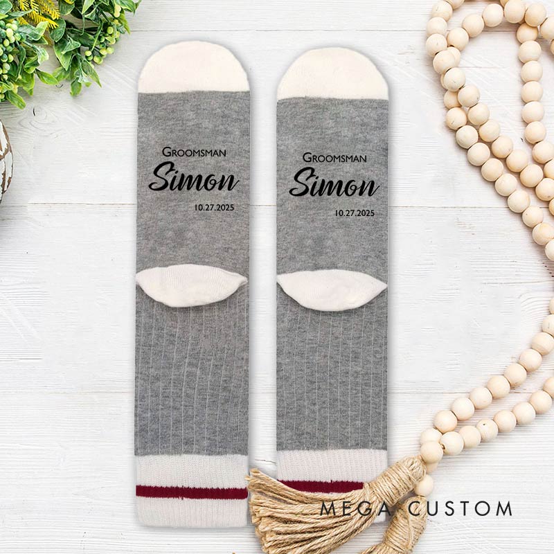 Personalized Groom Wedding Party Socks Groomsman Best Man Gift Socks