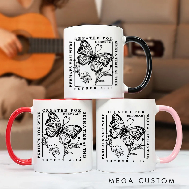 Personalized Esther 4:14 Bible Verse Inner Color Ceramic Mug with Name Birthday Christmas Gift for Christians 