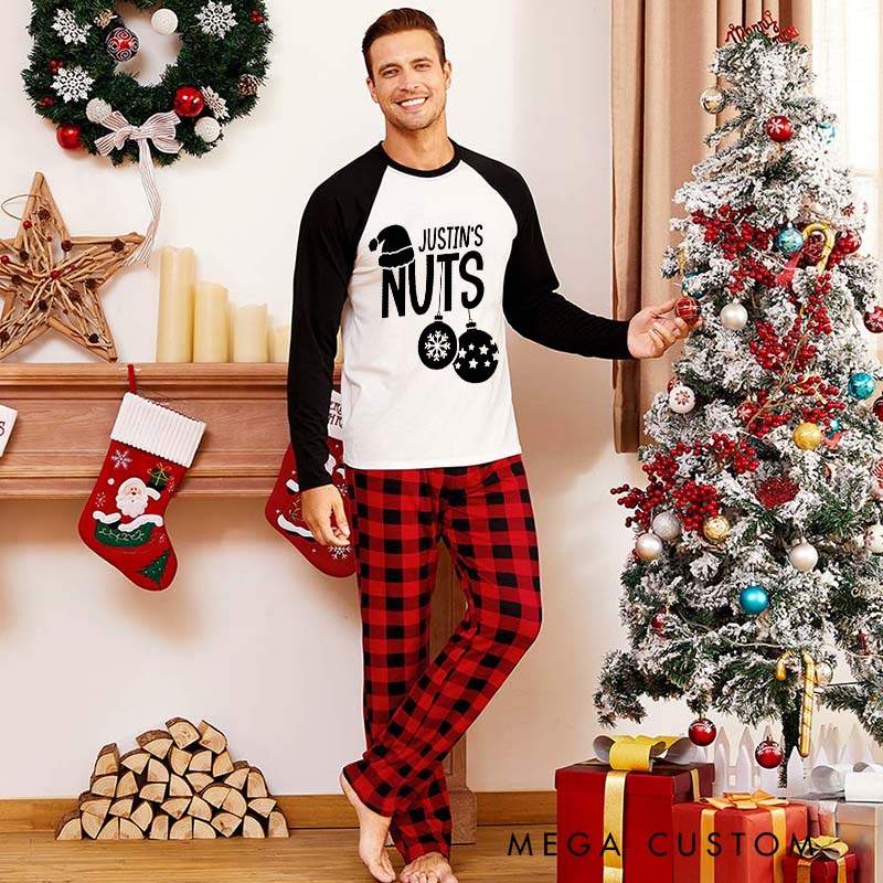 Personalized Couple humor Nuts and Chest Xmas Matching Pajamas Christmas Matching Pjs for Husband Wife Boyfriend Girlfriend