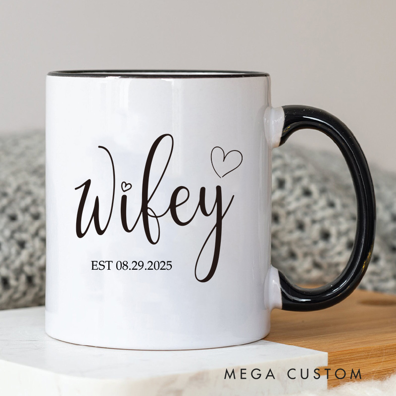 Personalized Hubby & Wifey Mug Couple Anniversary Mug for Her Him Ceramic Cup for Couple Newlyweds
