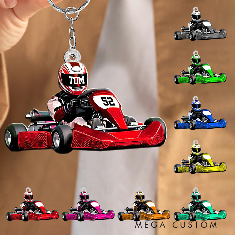 Personalized Racing Car Keychian Custom Acrylic Racer with Name and Number Design Keychain Unique Gift for Racers and Racing Lovers