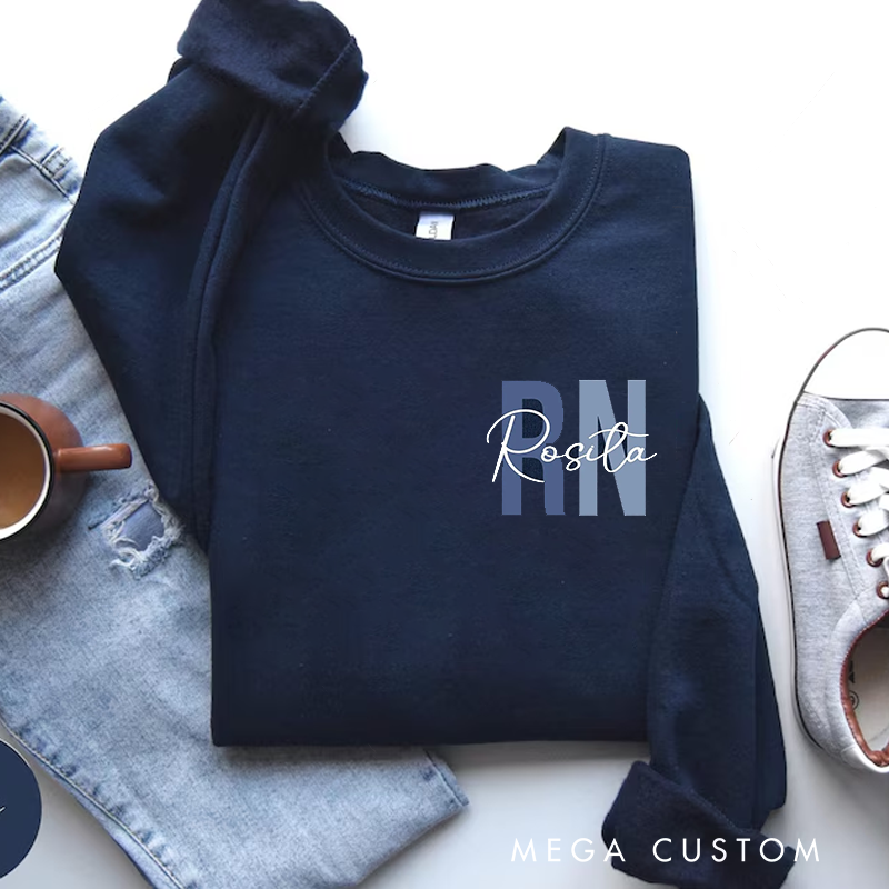 Personalized RN Nurse Sweatshirt Custom Name Design Sweatshirt