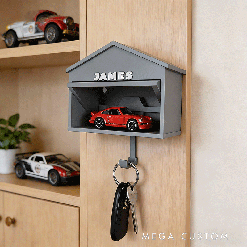 Personalized Car Garage Key Holder Custom Name Key Hook Unique Gift for Racers and Car Lovers