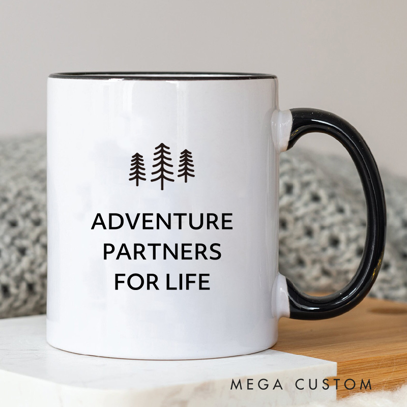 Personalized Adventure Partners for Life Mug Couple Mug for Her Him Newlywed Present Ceramic Mug Anniversary Gift