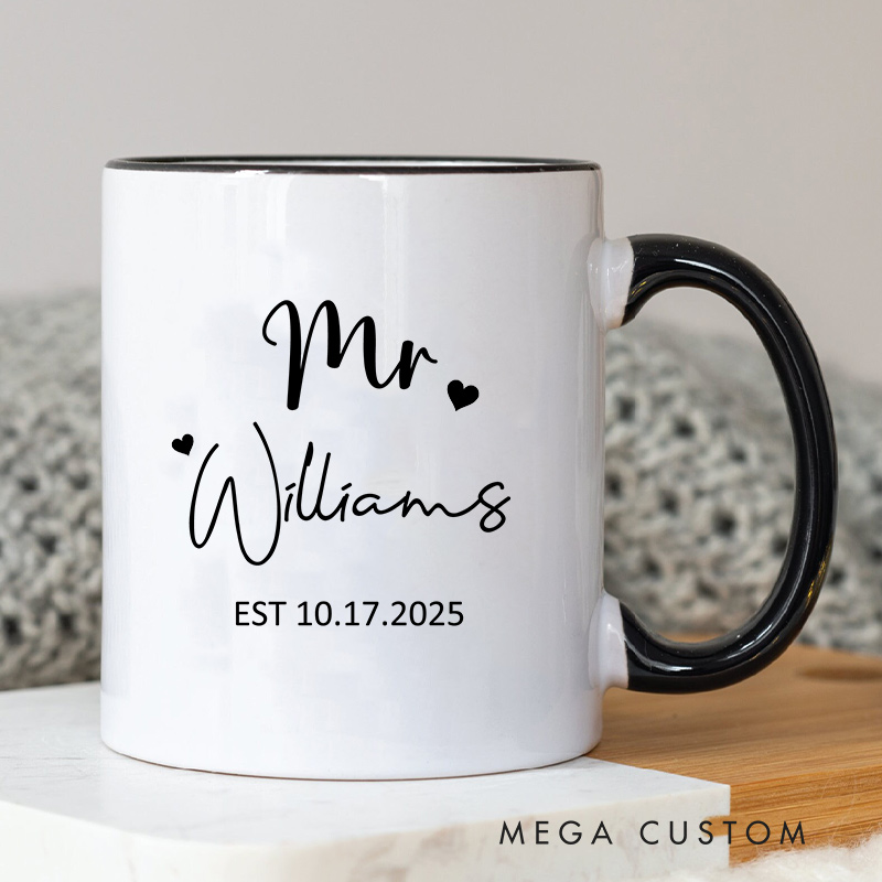 Personalized Mr. & Mrs. Wedding Mug Couple Ceramic Mug for Her Him Newlywed Present Mug Anniversary Gift