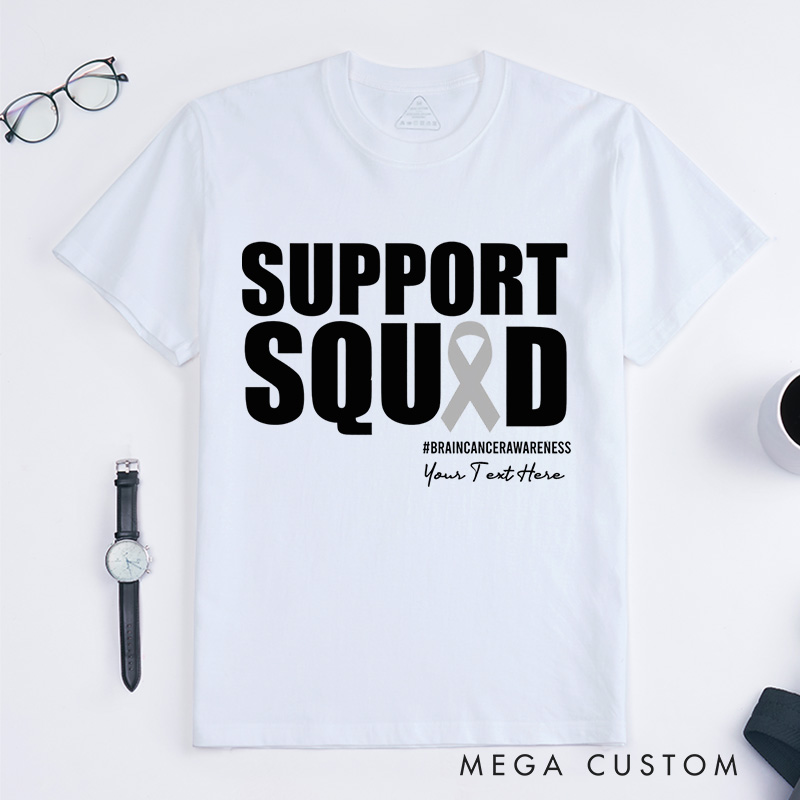 Personalized Support Squad Brain Cancer T-Shirt Brain Tumor Awareness Gift