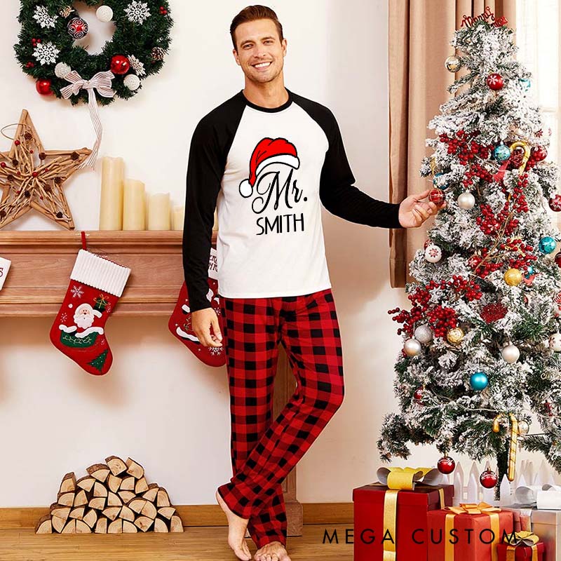 Personalized Couple Mr. and Mrs. Xmas Matching Pajamas with Name Christmas Matching Pjs for Husband Wife Boyfriend Girlfriend