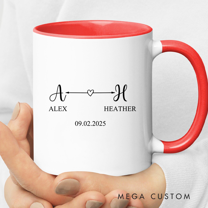 Personalized Minimalist Couple Initials Mug Couple Coffee Mug Husband Wife Coffee Cup Newlywed Anniversary Cup