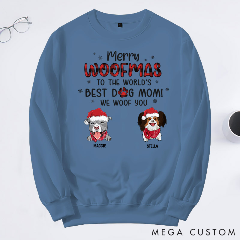 Personalized Dog Lover We Woof You A Merry Woofmas Mom Version Sweatshirts