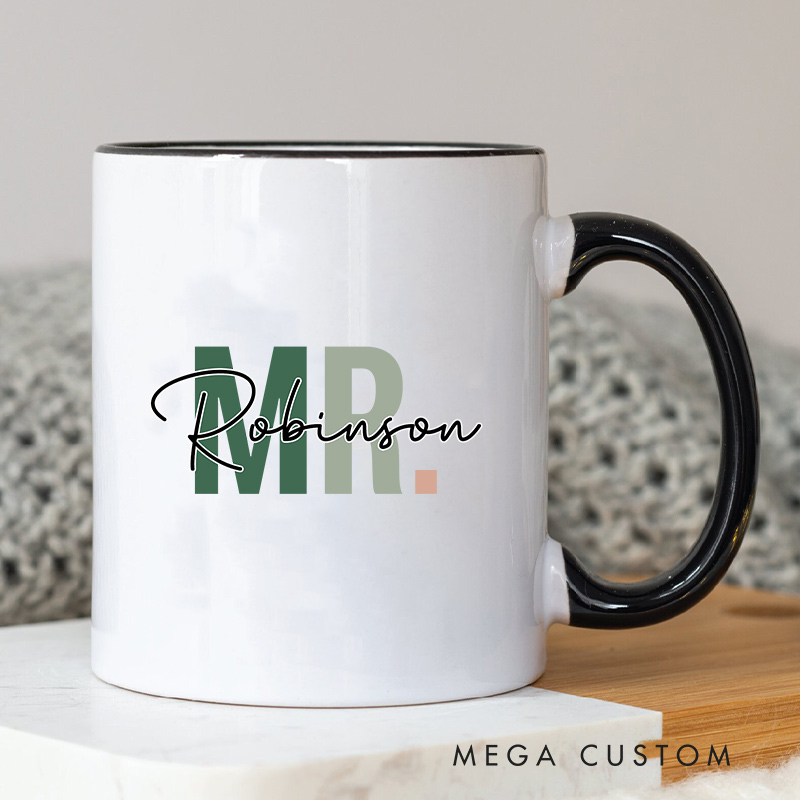 Personalized Mr. & Mrs. Last Name Mug Couple Wedding Mug for Newlyweds Coffee Cup for Husband Wife Couple Anniversary Gift Mug