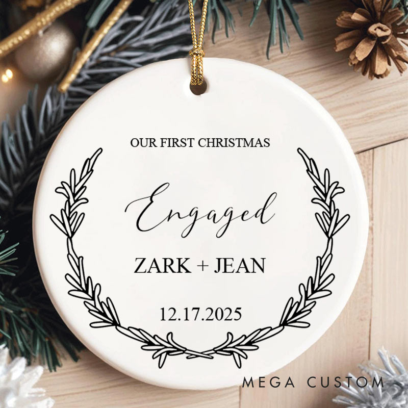 Personalized Our First Christmas Engaged Ornament Couple Engagement Christmas Ornament for Him Her Xmas Decor Ornament