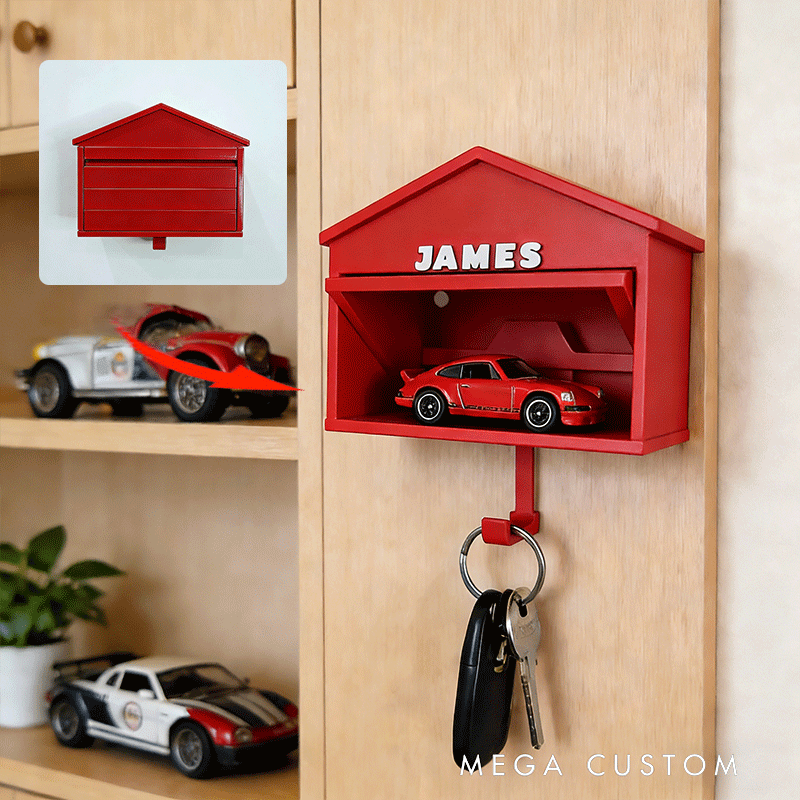 Personalized Car Garage Key Holder Custom Name Key Hook Unique Gift for Racers and Car Lovers