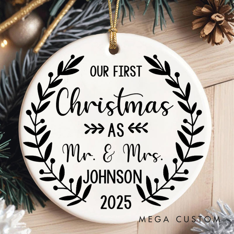 Personalized Our First Christmas as Mr and Mrs Ornament Couple Christmas Ornament for Him Her Husband Wife Xmas Decor Ornament