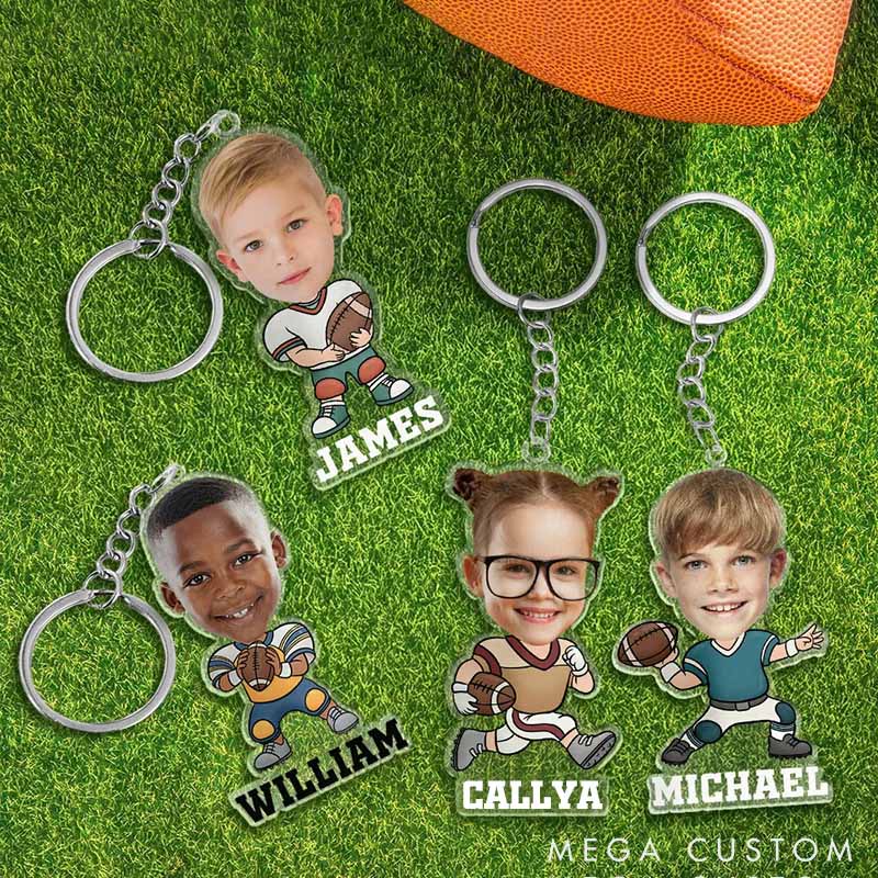 Personalized American Football and Rugby Ornament with Custom Photo and Name Design  