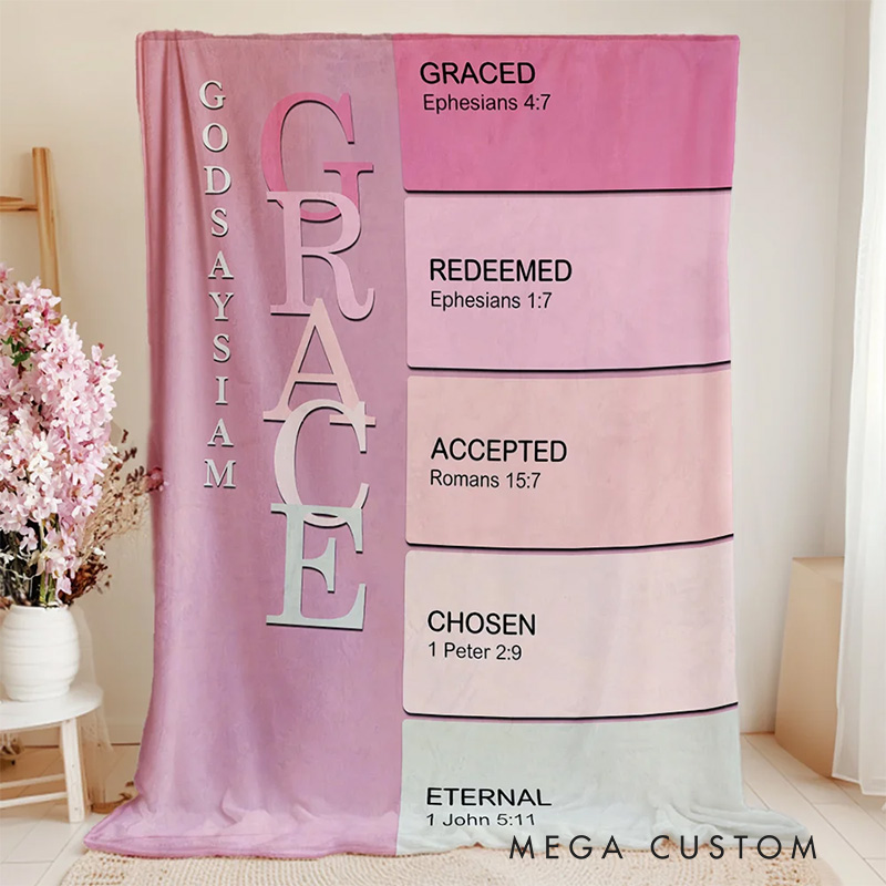 Personalized God Says i am Name Meaning on Bible Verse Colorful Soft Throw Blanket Religious Gift for Christians