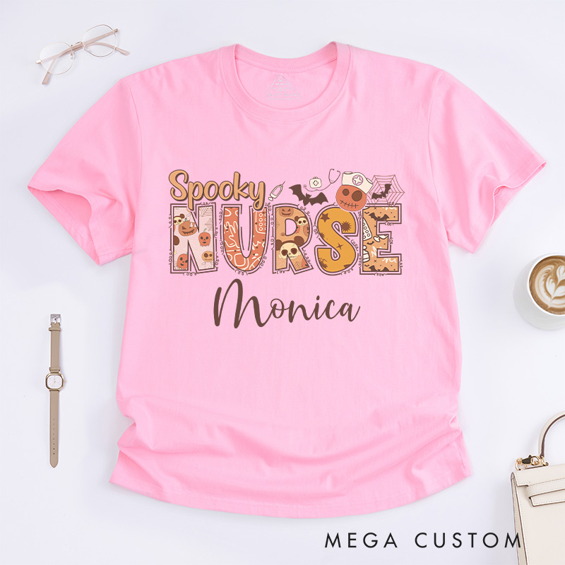 Personalized Nurse T-Shirts Spooky Nurse Fashion Design T-Shirts Nurse Halloween Gifts