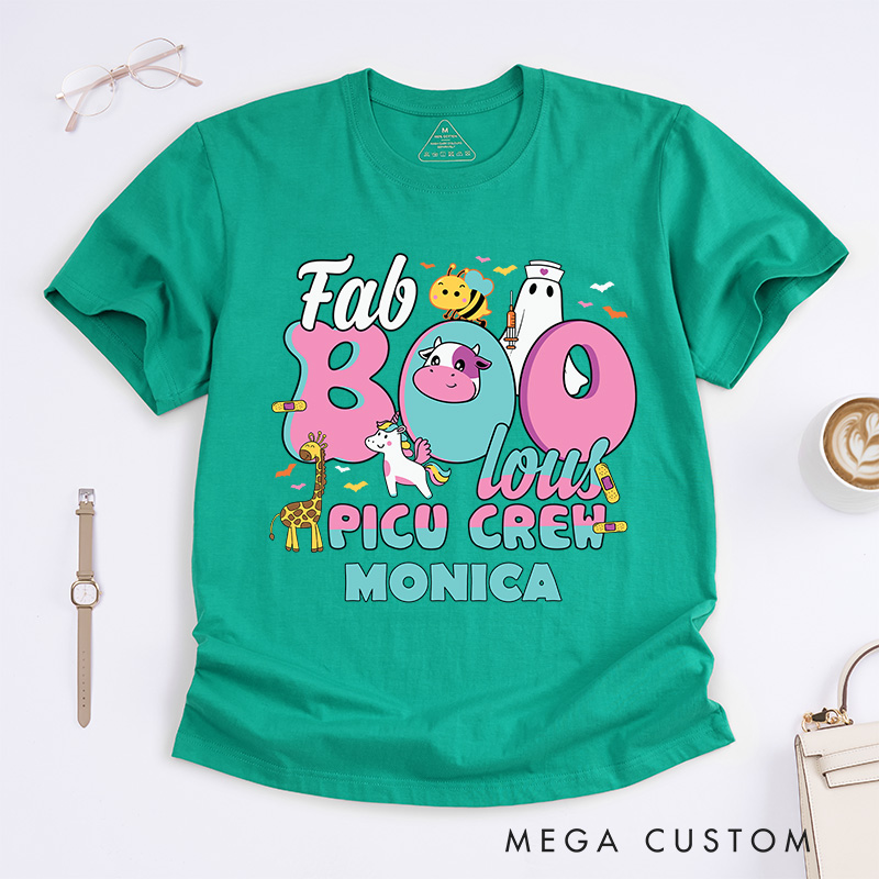 Personalized Nurse T-Shirts Fab Boo Lous PICU Crew Halloween Fashion Design T-Shirts Nurse Halloween Gifts