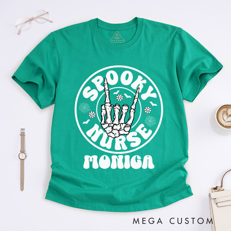 Personalized Nurse T-Shirts Spooky Nurse Halloween Fashion Design T-Shirts Nurse Halloween Gifts