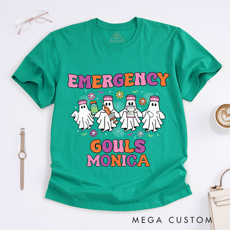 Personalized Nurse T-Shirts Emergency Ghouls Fashion Design T-Shirts Nurse Halloween Gifts