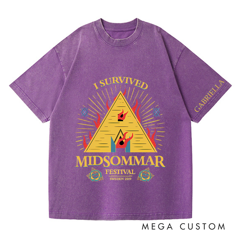 Personalized I Survived Midsommar Horror Halloween Washed T-Shirts for Movie TV Show Lovers