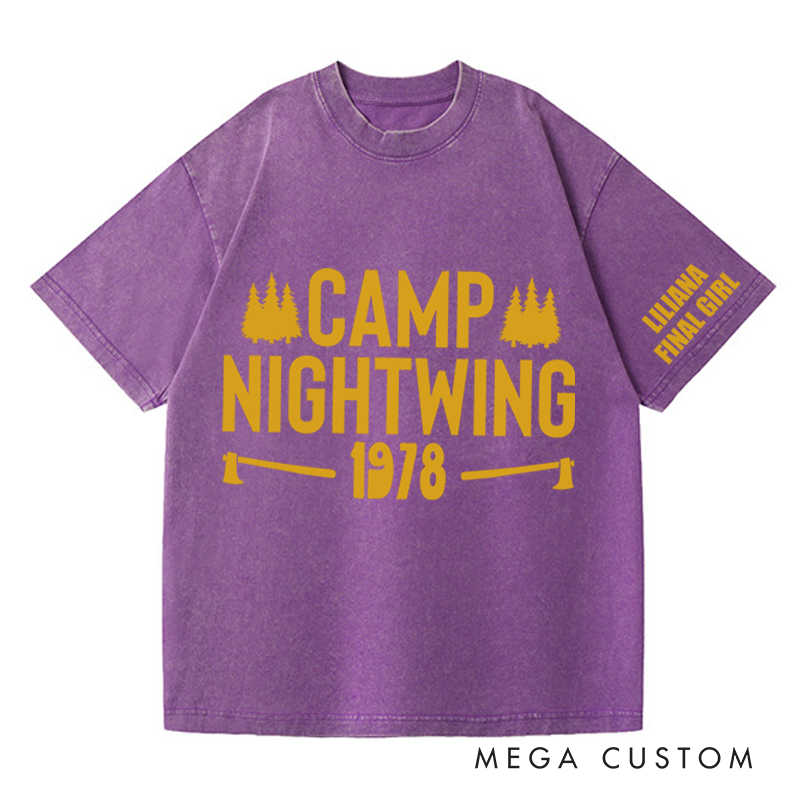 Personalized Camp Nightwing Washed T-Shirts Horror Movie Tshirt 80s Halloween Movie Shirt