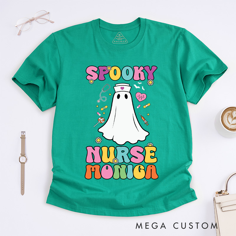 Personalized Nurse T-Shirts Spooky Nurse Fashion Design T-Shirts Nurse Halloween Gifts