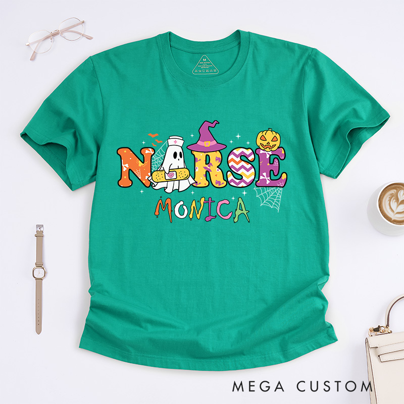 Personalized Nurse T-Shirts Spooky Nurse Fashion Design T-Shirts Nurse Halloween Gifts