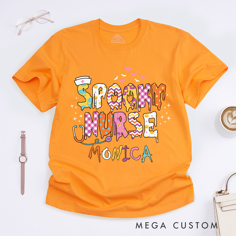 Personalized Nurse T-Shirts Spooky Nurse Fashion Design T-Shirts Nurse Halloween Gifts