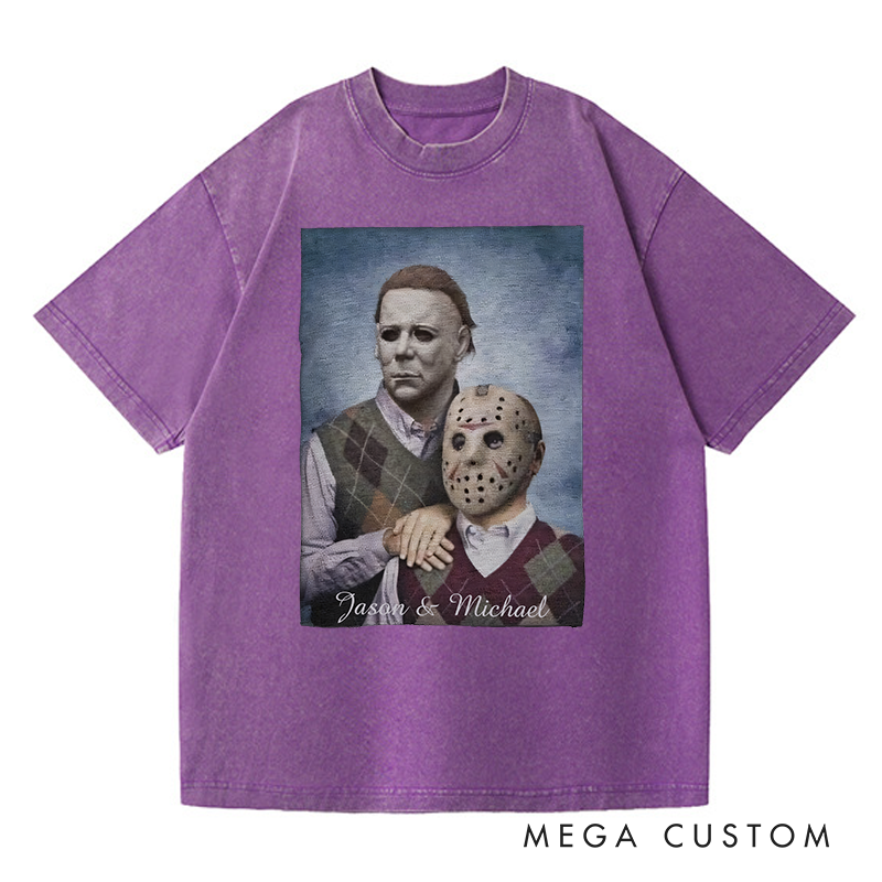 Personalized Retro the Step Brothers Movie Washed T-Shirts Horror Spooky Movies Tshirt Film Fan Shirt Halloween