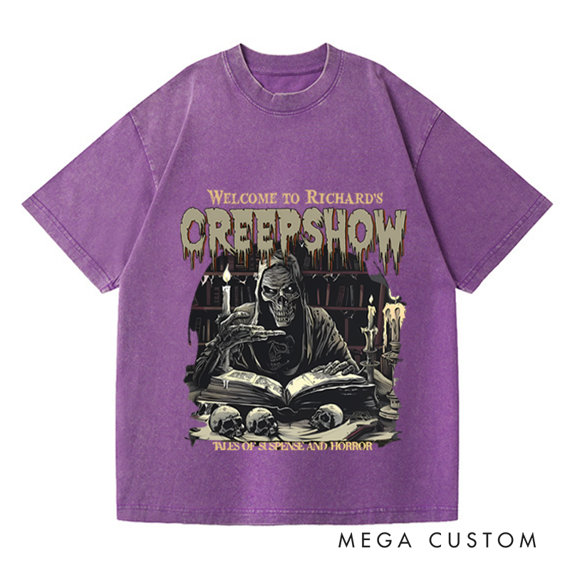 Personalized Retro Your Creepy Show Horror Movie Washed T-Shirts Horror Spooky Movies Tshirt Film Fan Shirt Halloween