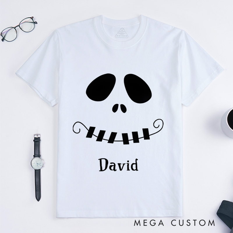 Personalized Spooky Smile Halloween T-Shirt Perfect for Adding a Playful and Festive Touch T-Shirt