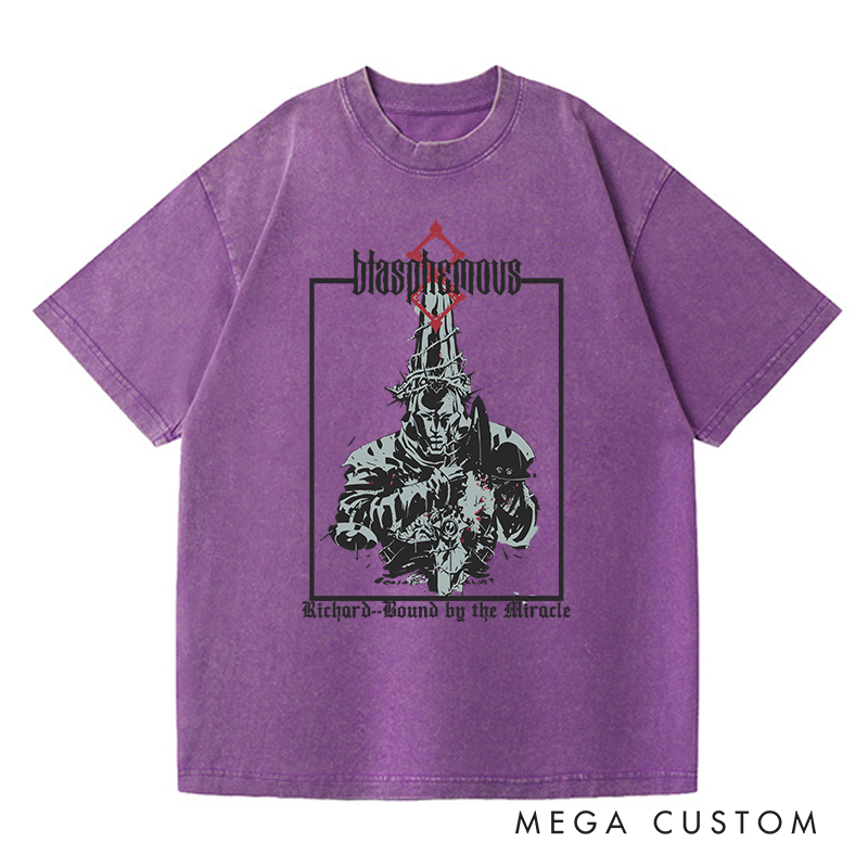 Personalized Blasphemous Gothic Game Washed T-Shirts Video Game Tshirt Nightmare Hunter Shirt Halloween