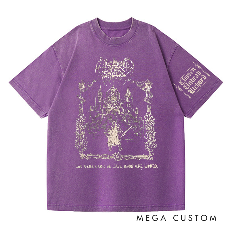 Personalized Dark World Gothic Game Washed T-Shirts Video Game Tshirt Undead Shirt