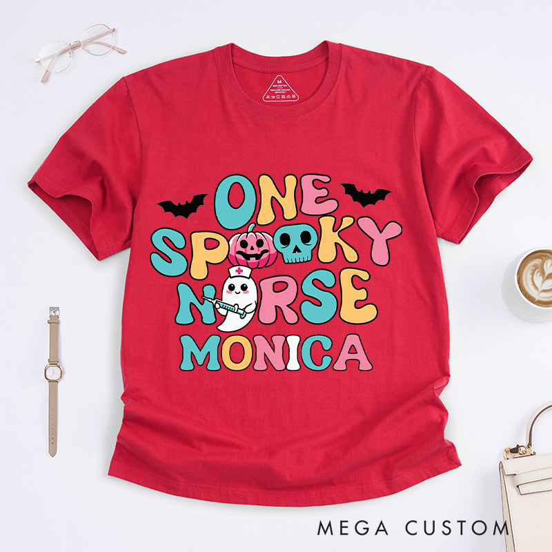 Personalized Nurse T-Shirts One Spooky Nurse Design T-Shirts Nurse Halloween Gifts