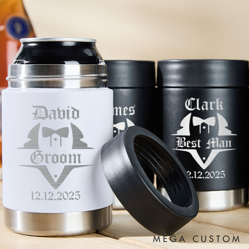 Personalized Groomsmen Can Cooler Engraved Groomsmen Gift Tumblers Bachelor Party Gift Beer Can Holder for Him